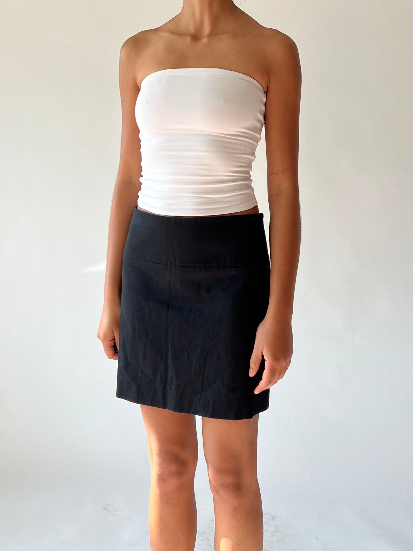 black mini skirt