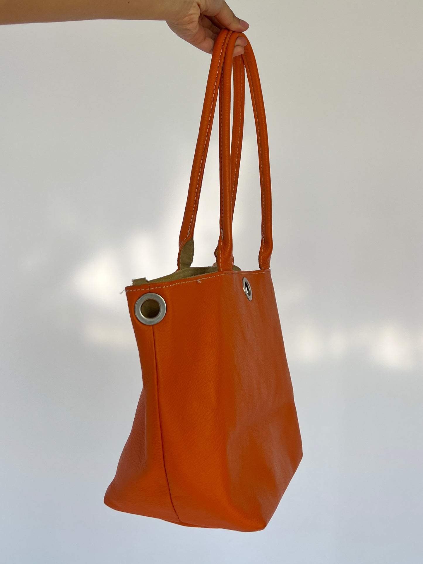 orange leather purse