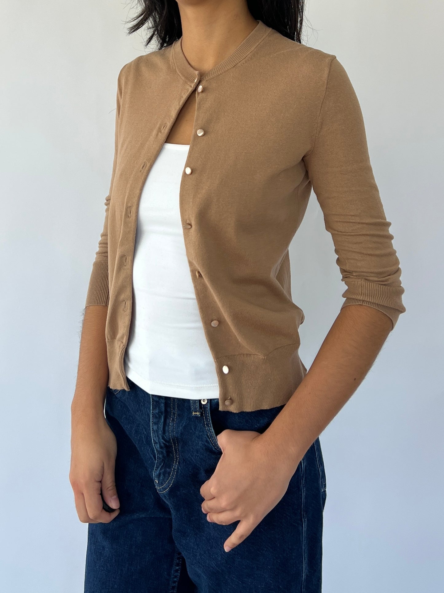 brown cardigan