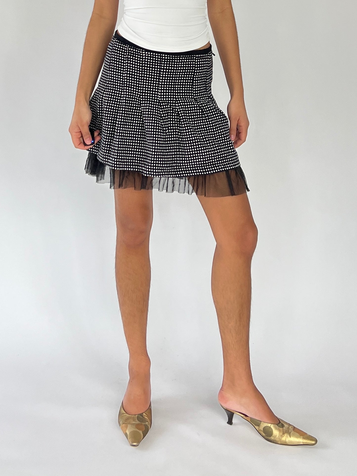 2000s polkadot mini skirt