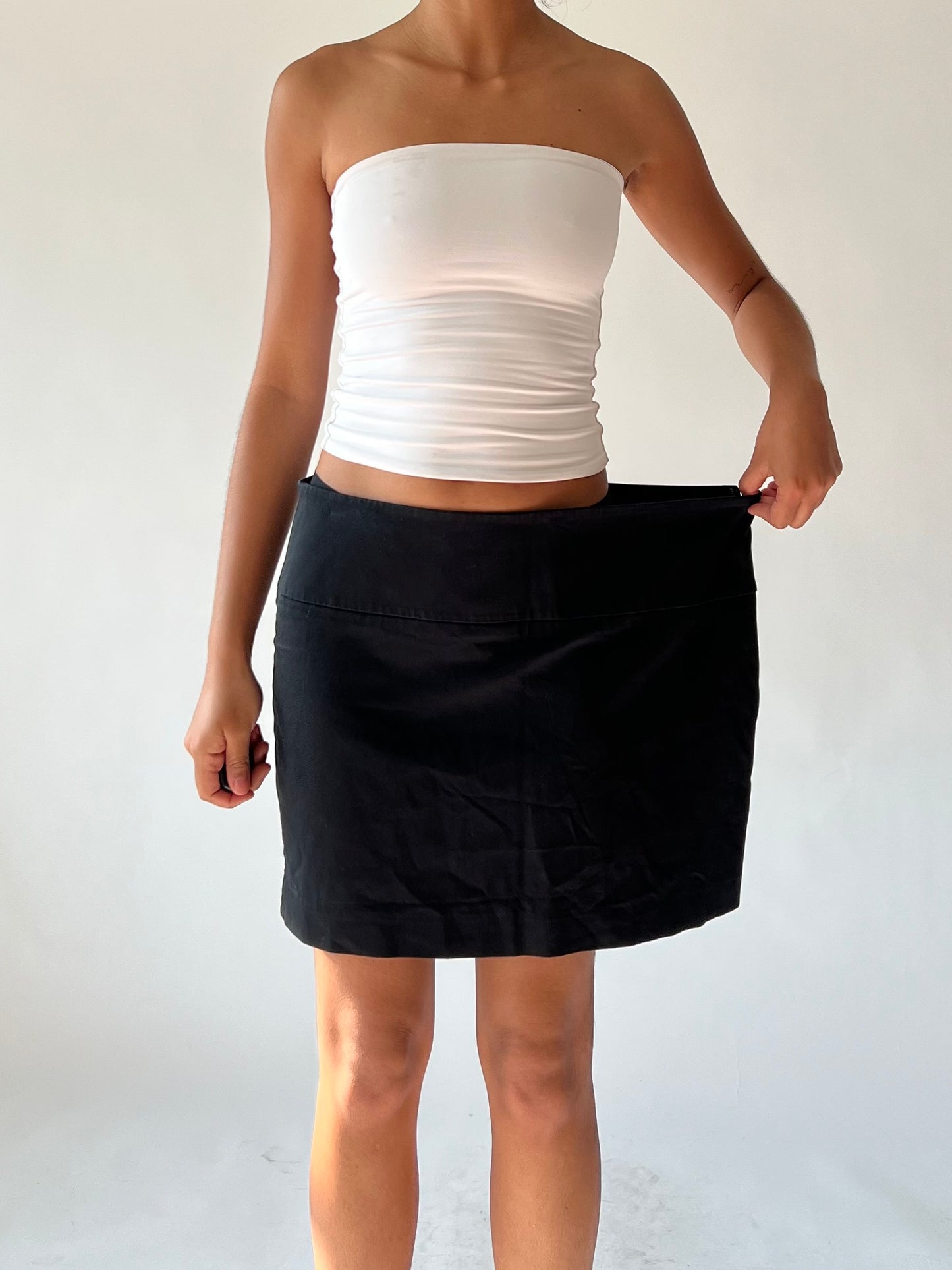black mini skirt