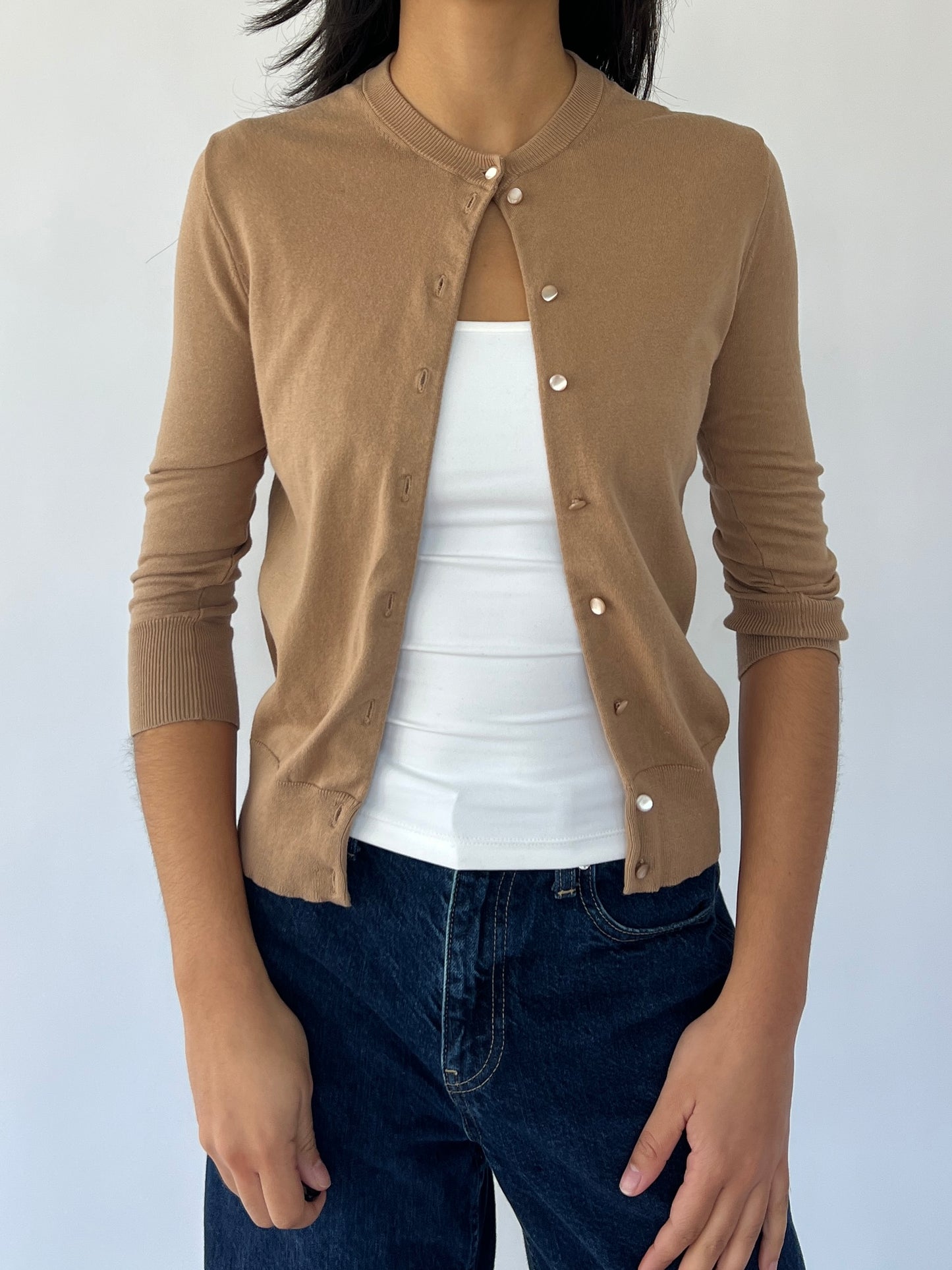 brown cardigan