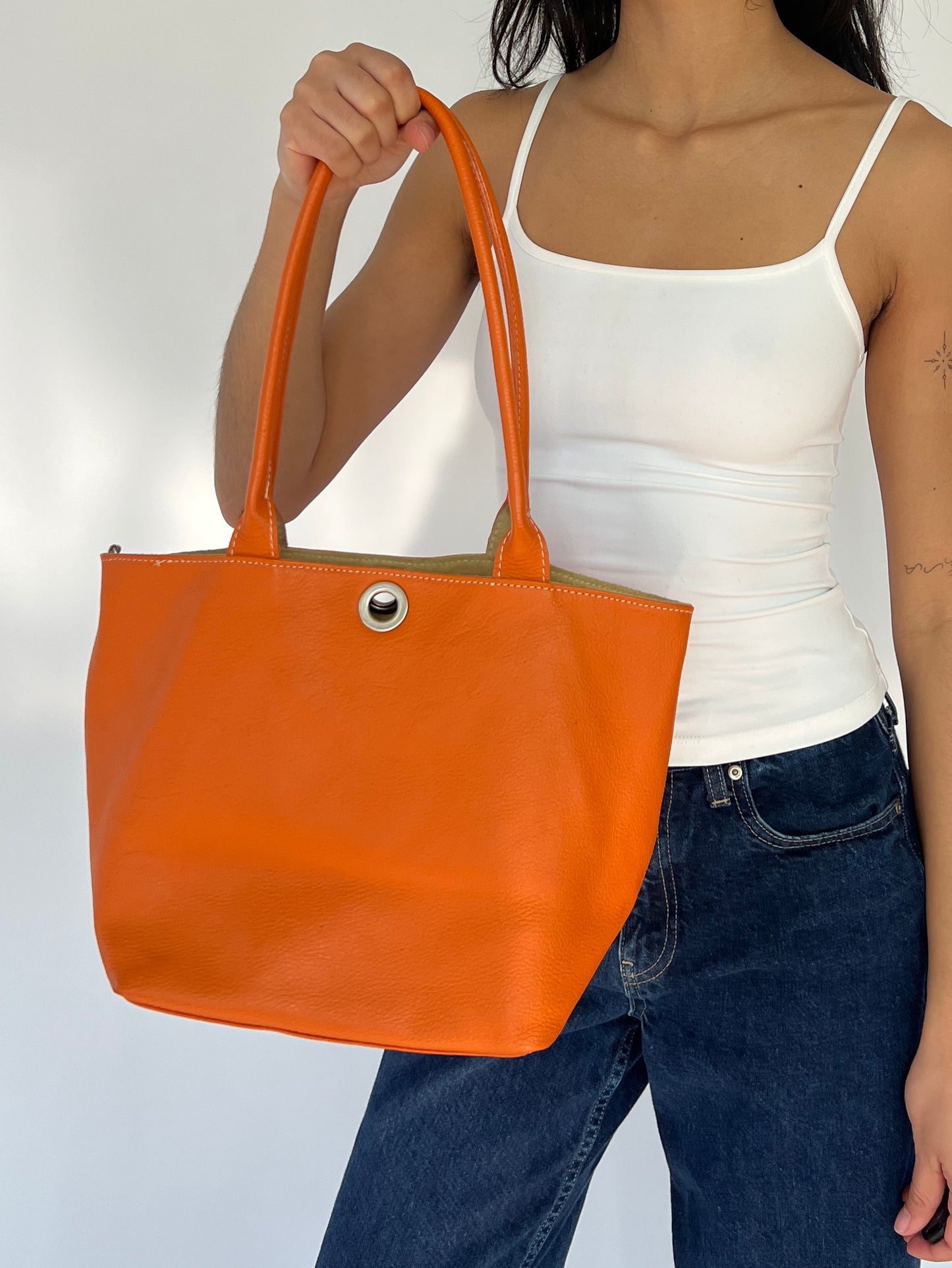 orange leather purse