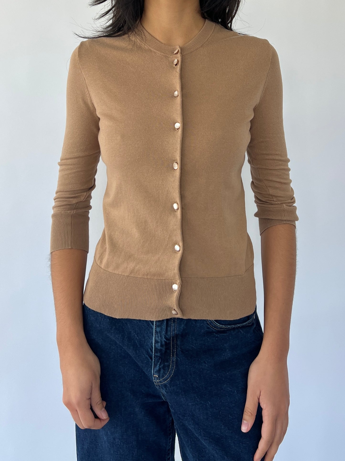 brown cardigan