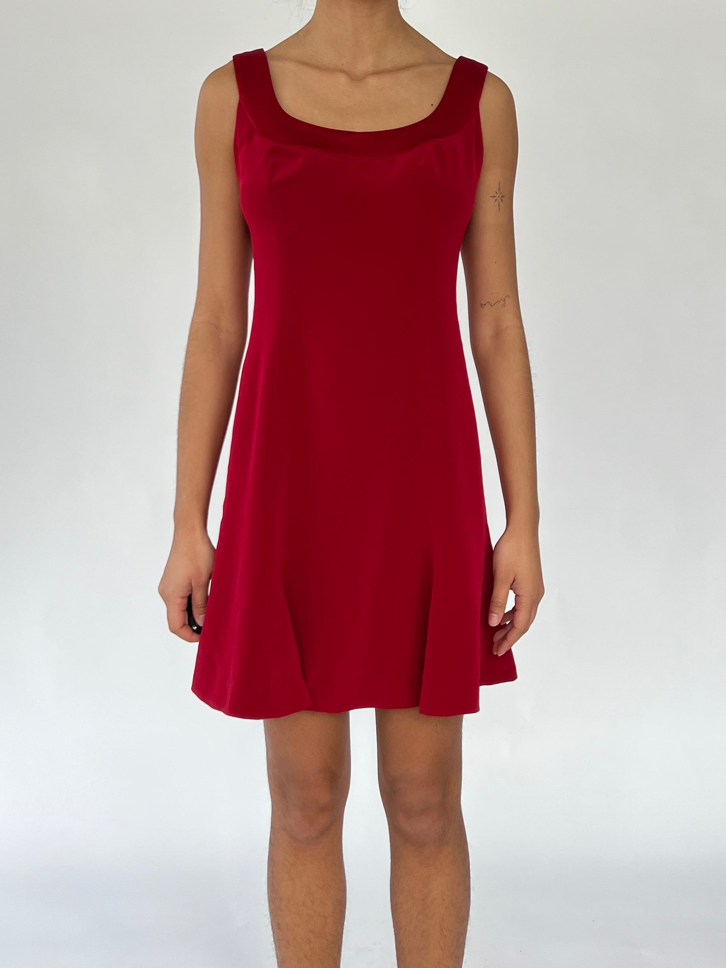 2000s red midi dress