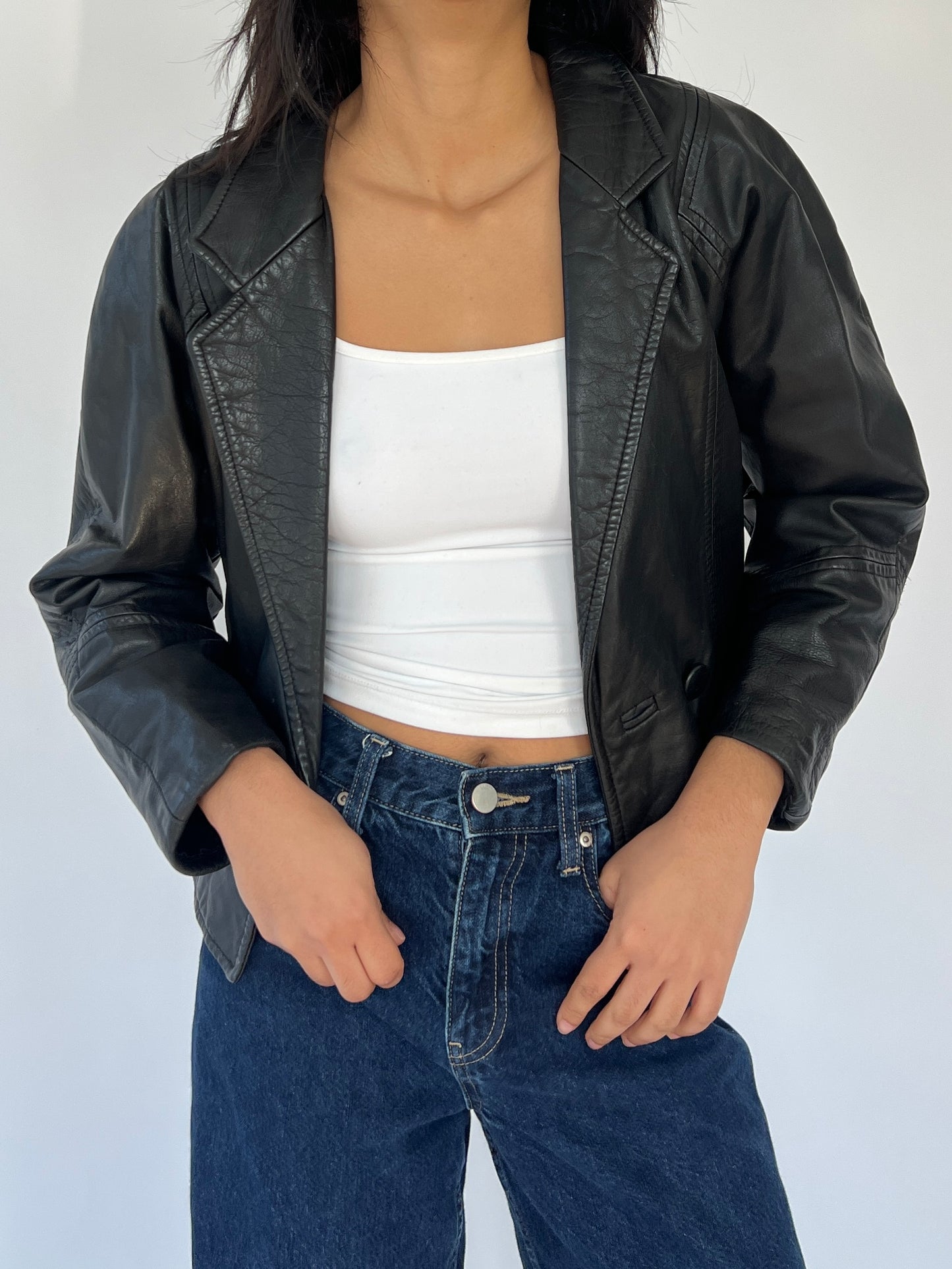80s danier cropped leather blazer