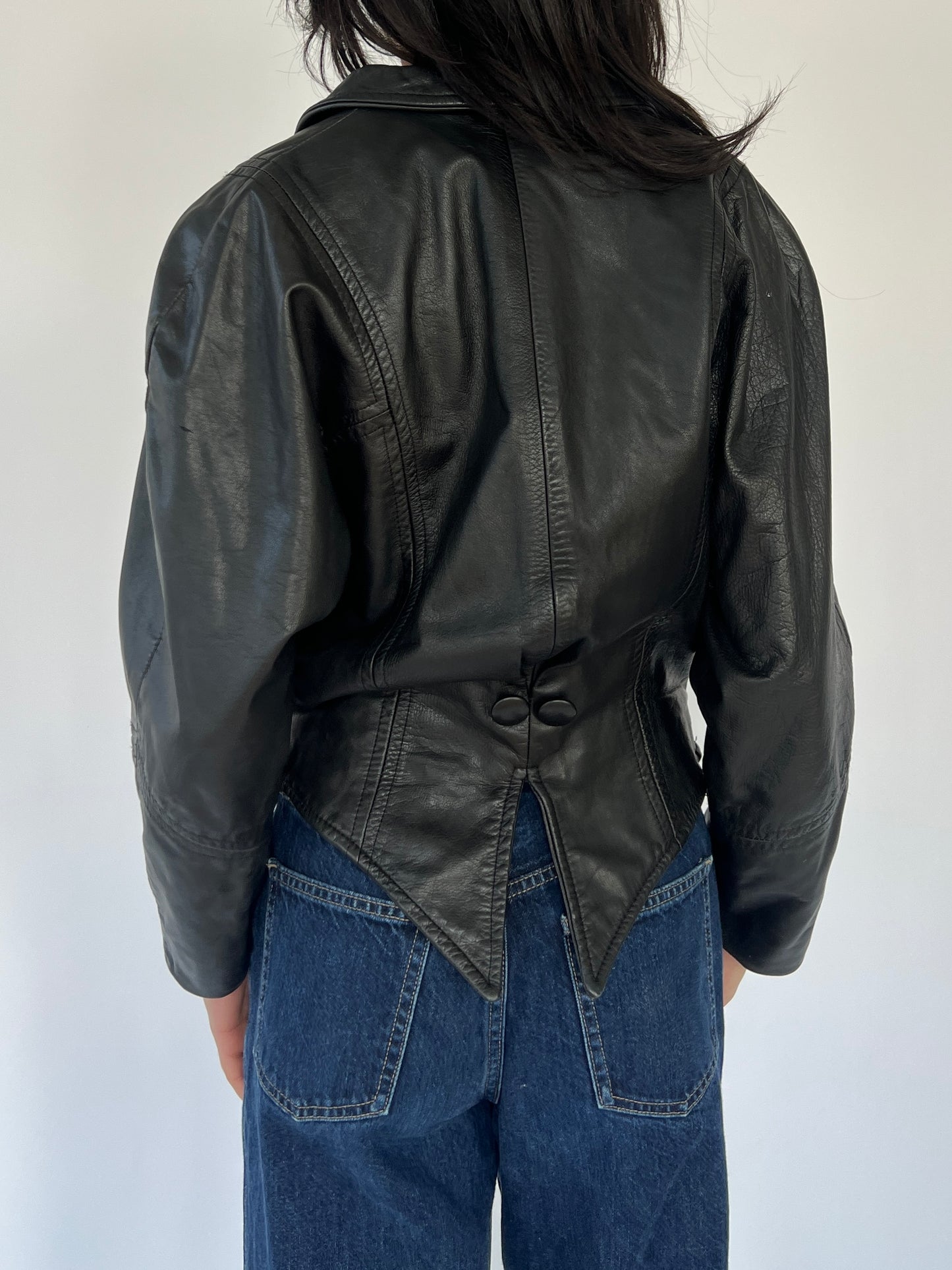 80s danier cropped leather blazer