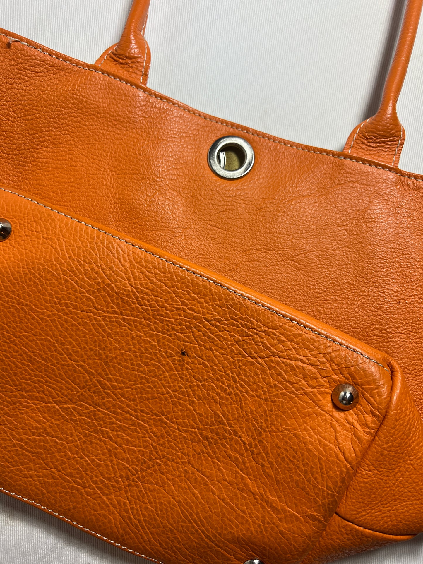 orange leather purse