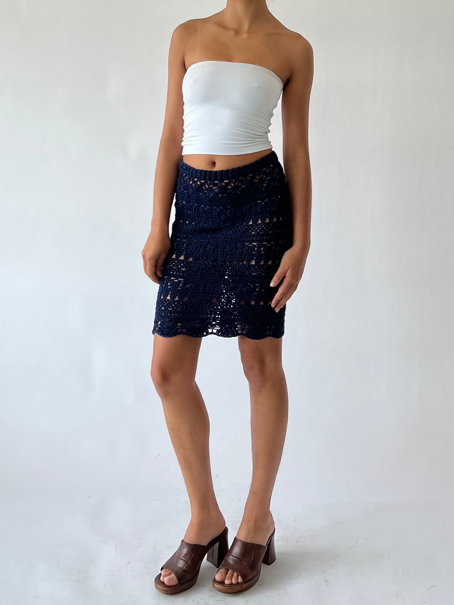 crochet blue skirt