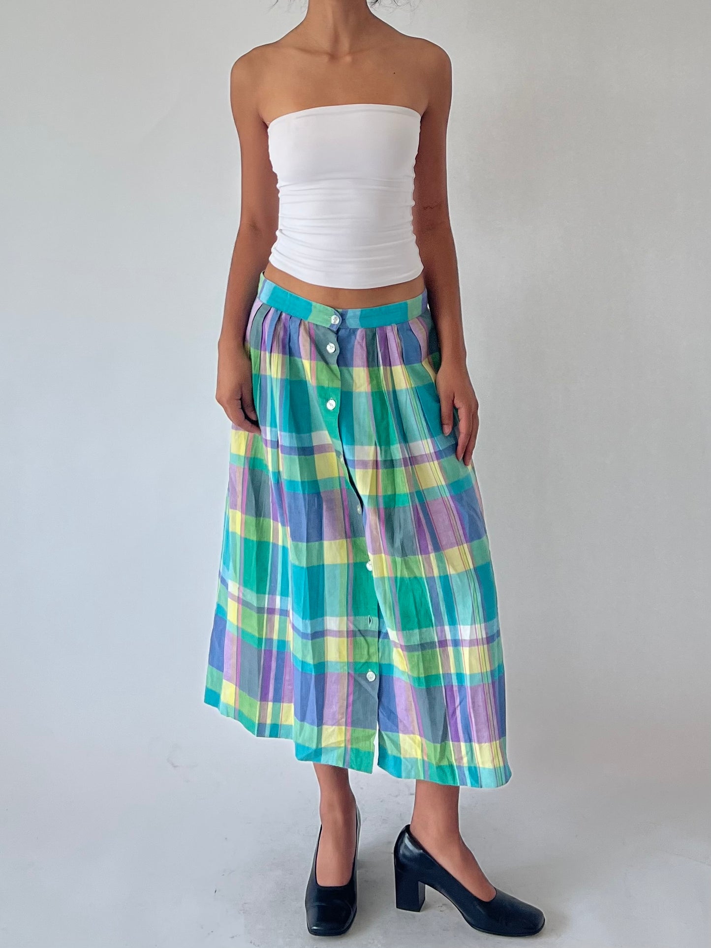 vintage plaid maxi skirt