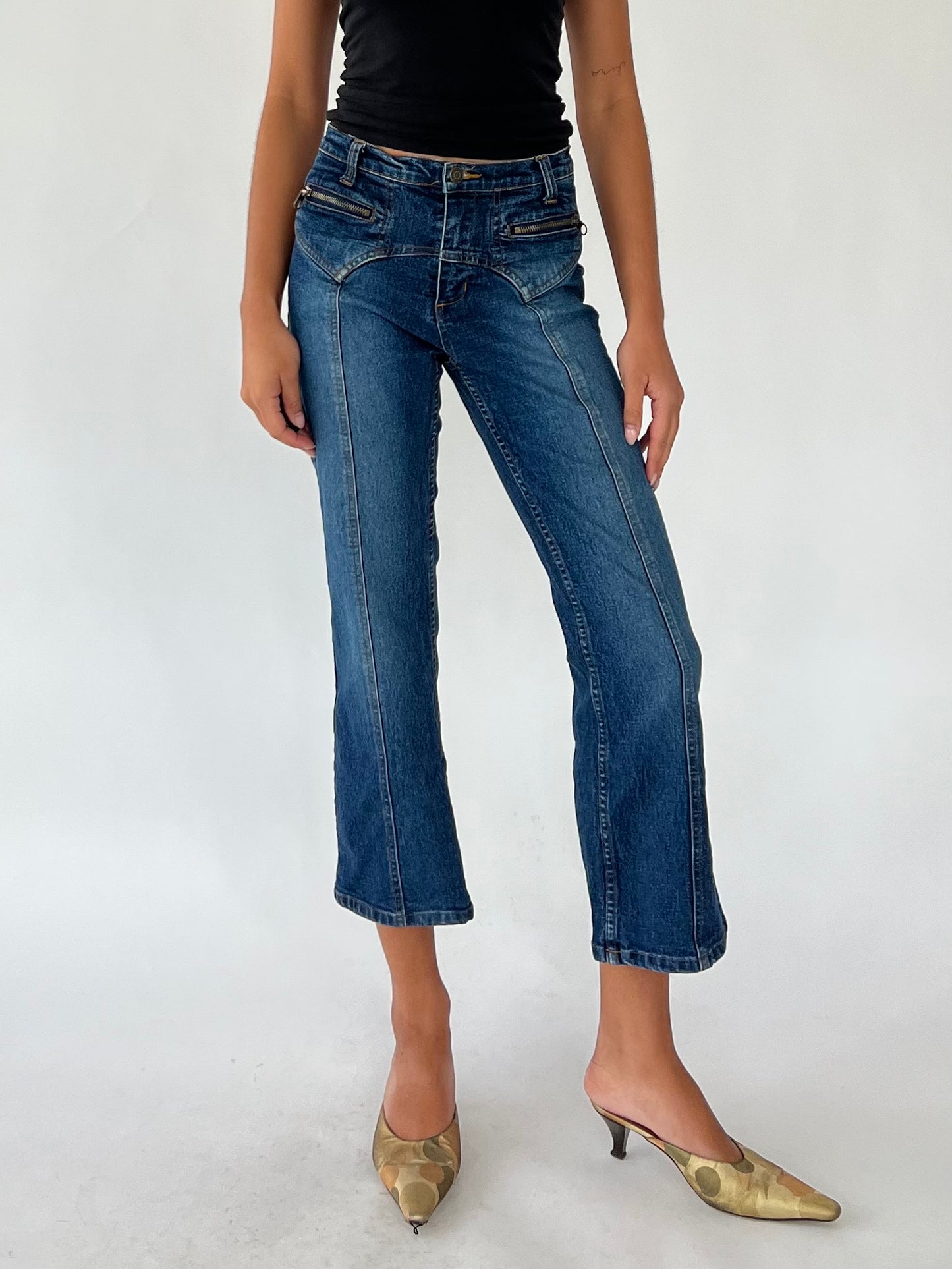 y2k dark wash flare jeans