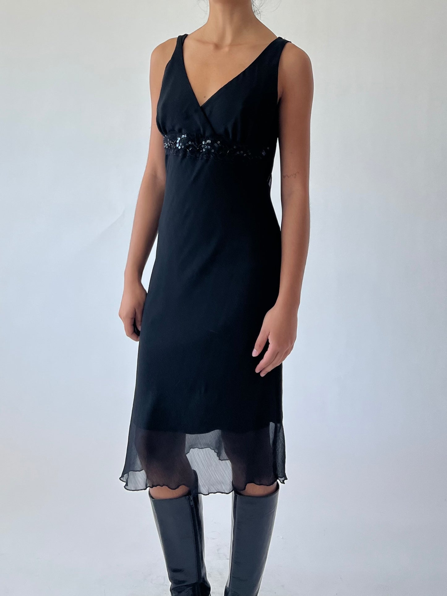 black midi dress