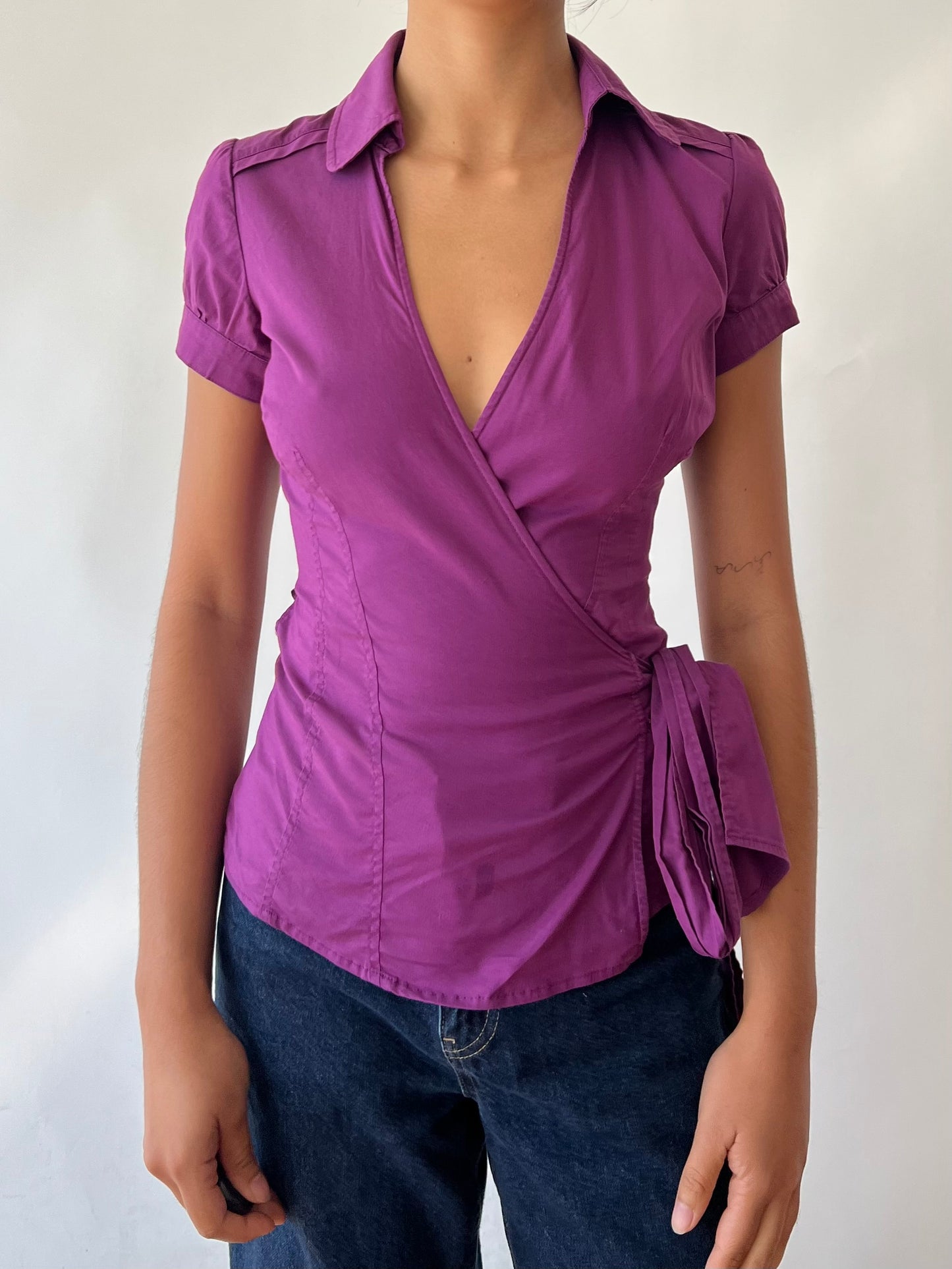 y2k purple wrap top