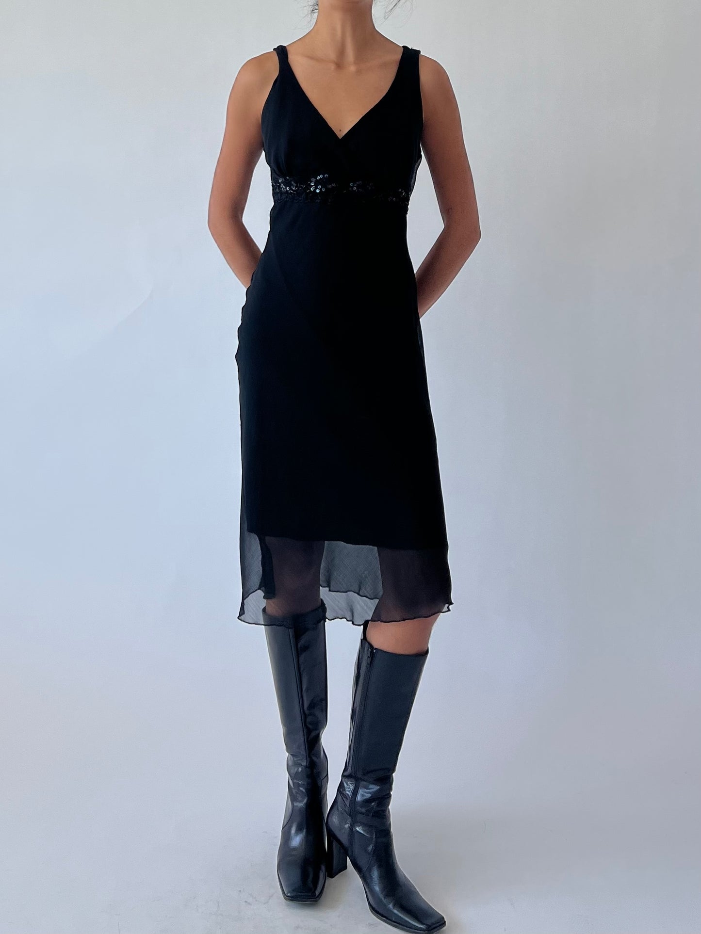 black midi dress