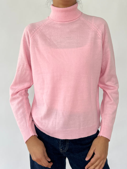 90s baby pink turtleneck sweater