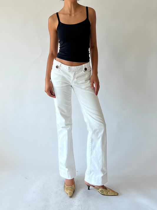 club monaco white flare jeans