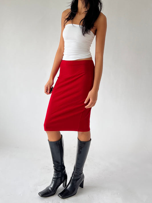 90s red bodycon skirt