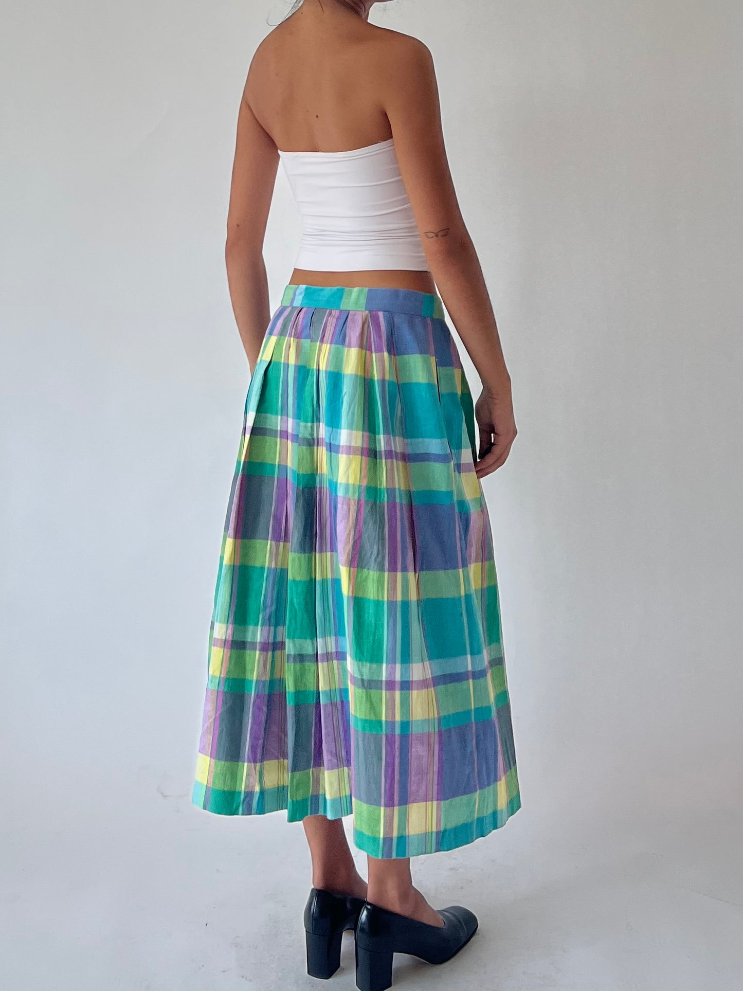 vintage plaid maxi skirt