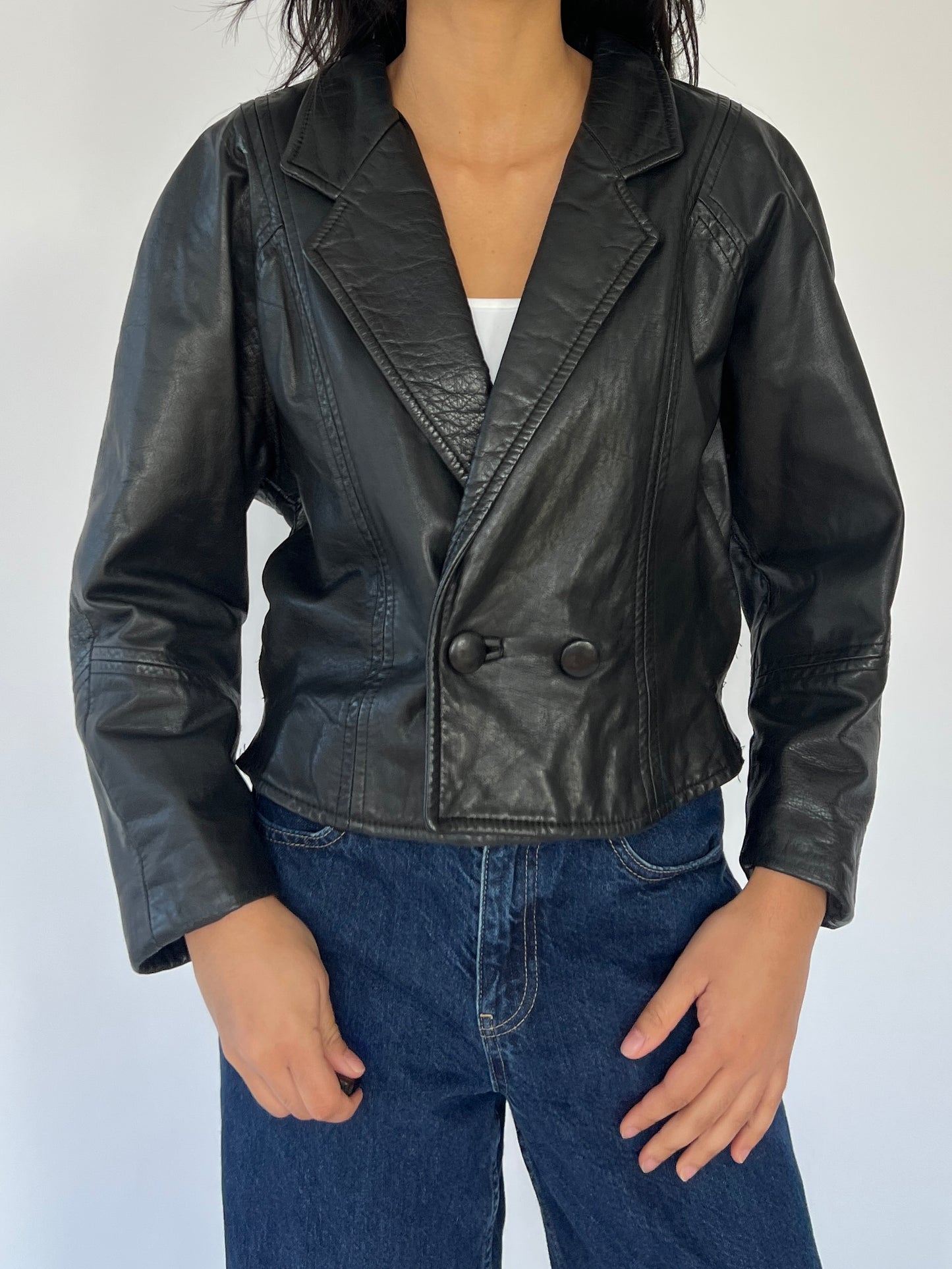 80s danier cropped leather blazer