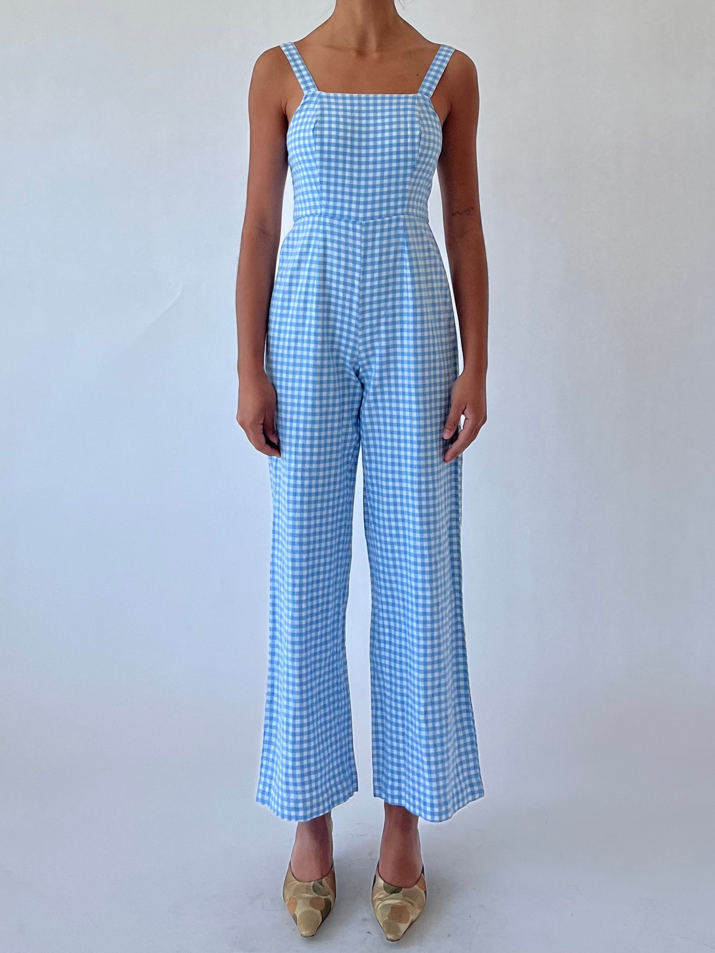 gingham jumpsuit