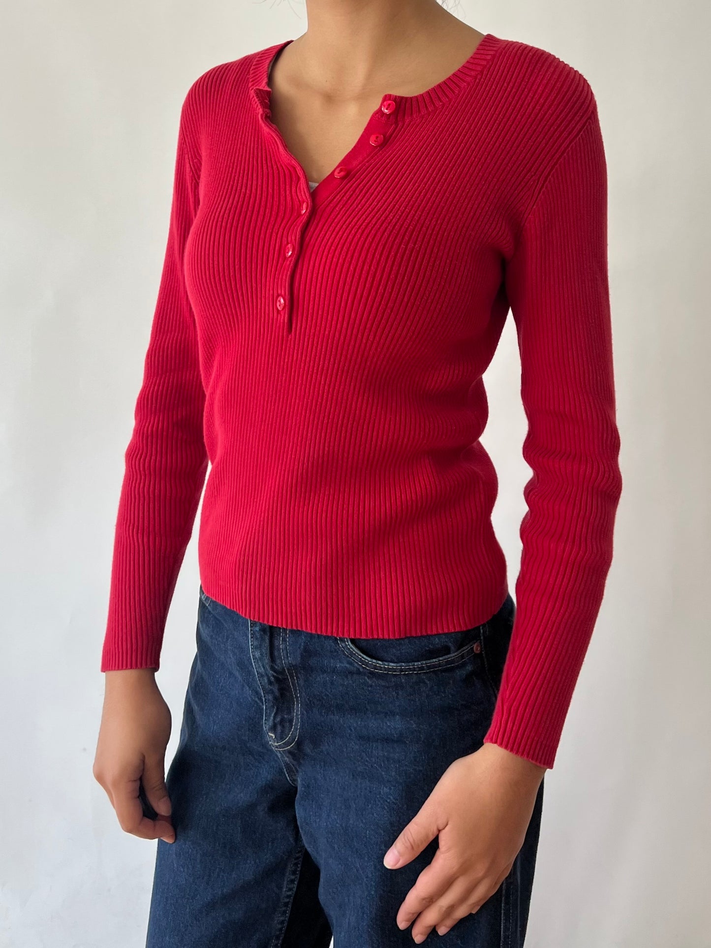 2000s ribbed red longsleeve