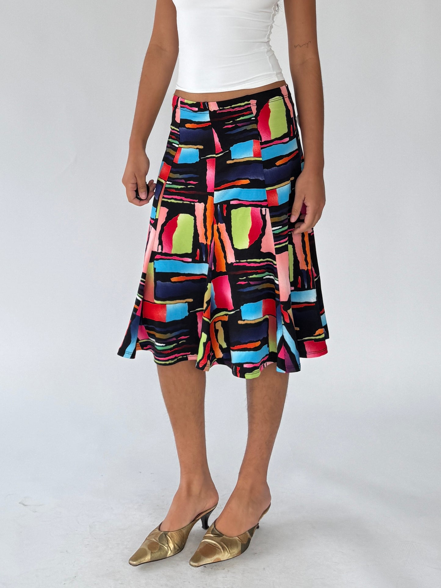 BNWT 90s colourful midi skirt