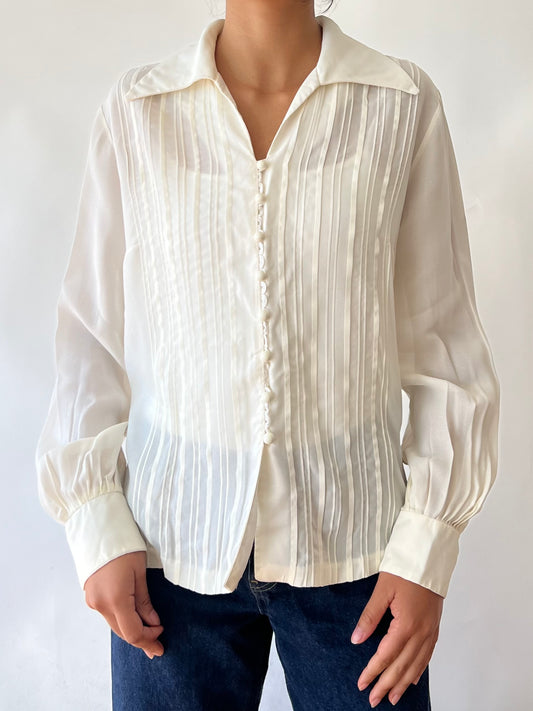 80s off white blouse