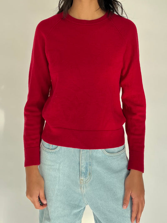 red merino wool sweater