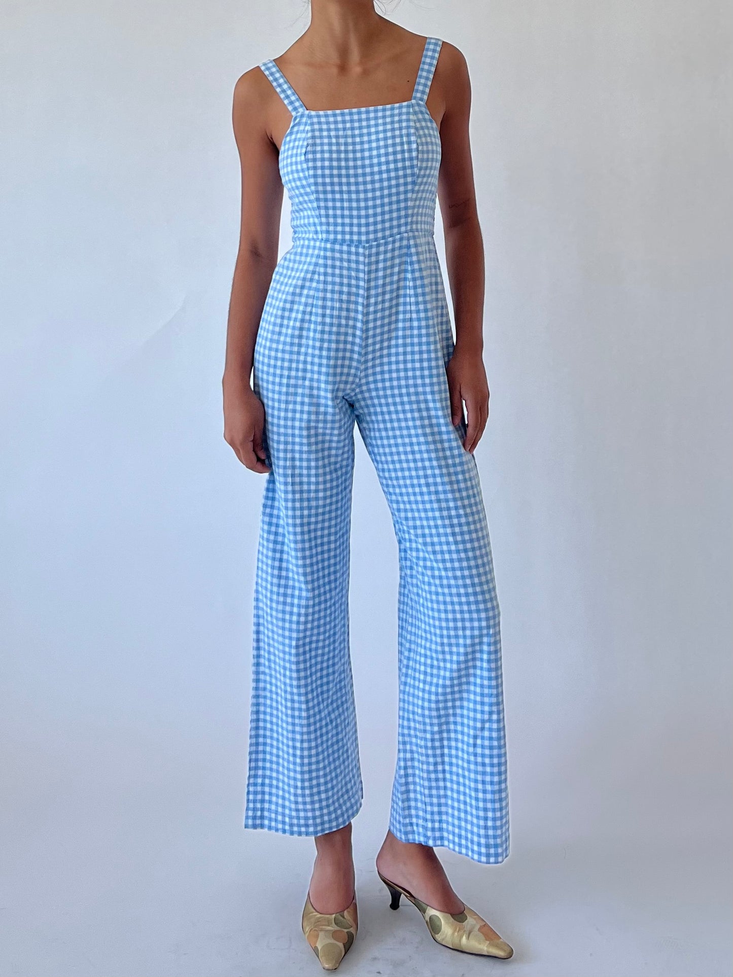 gingham jumpsuit