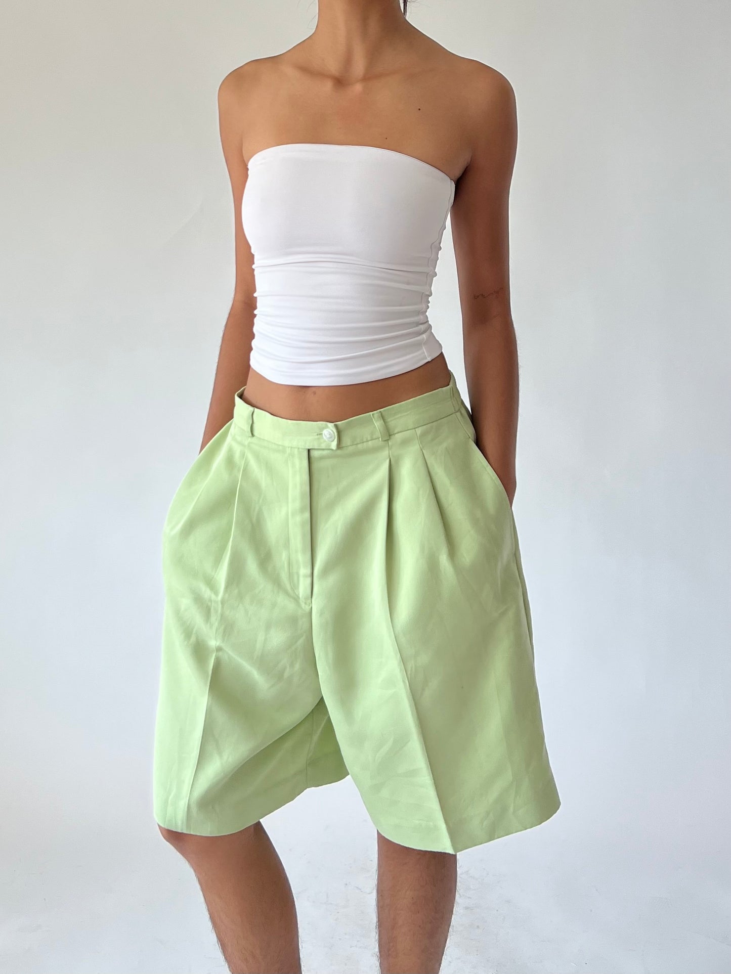 vintage green pleated shorts