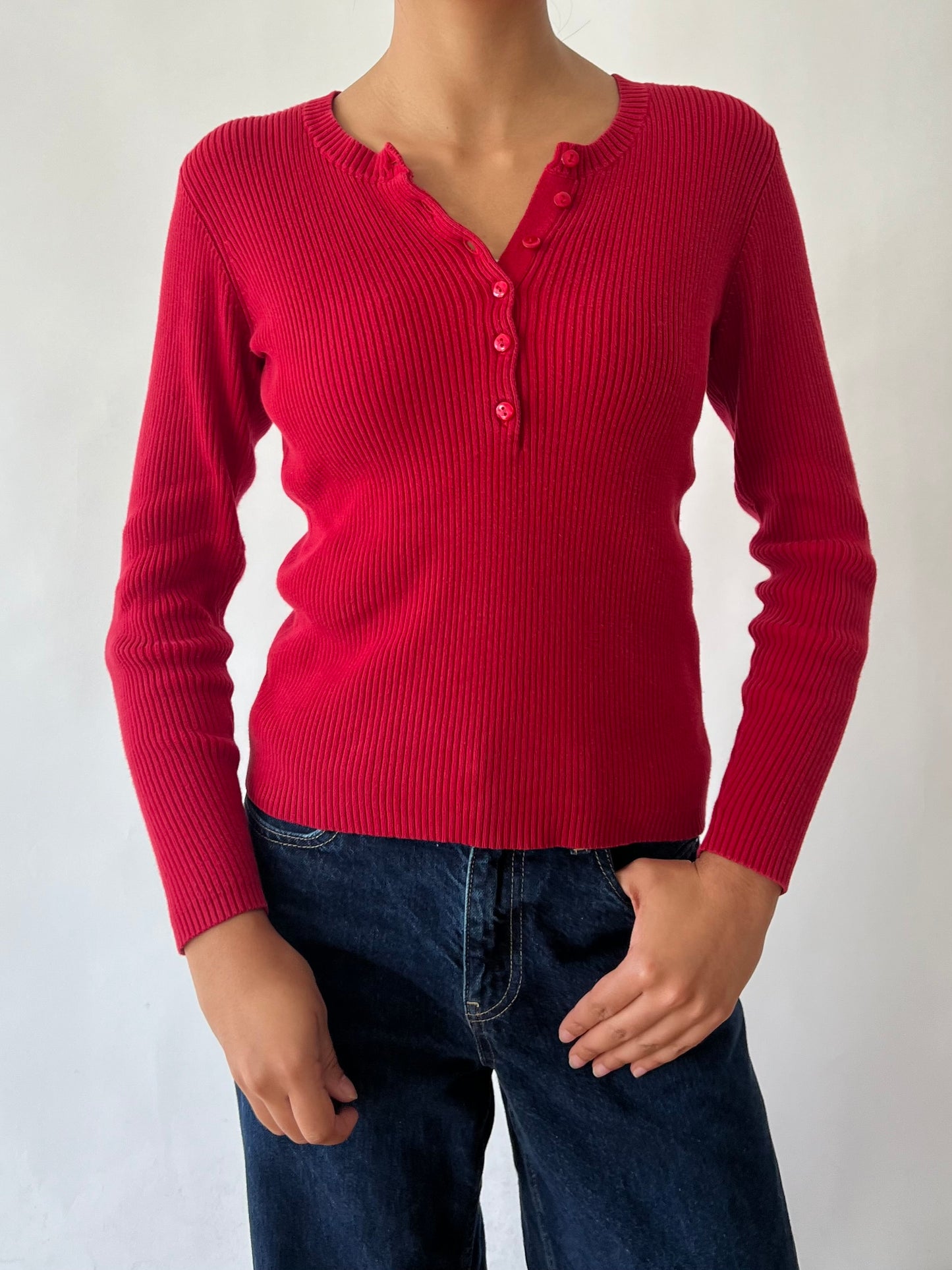 2000s ribbed red longsleeve