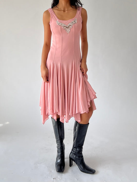 90s pink midi dress