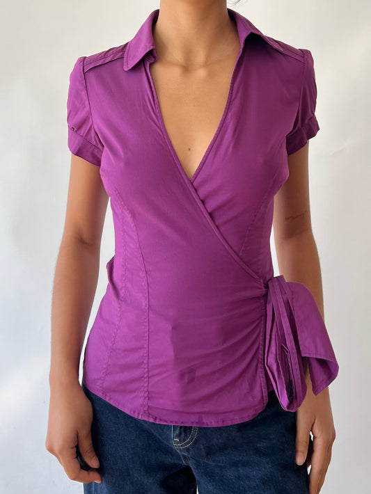 y2k purple wrap top