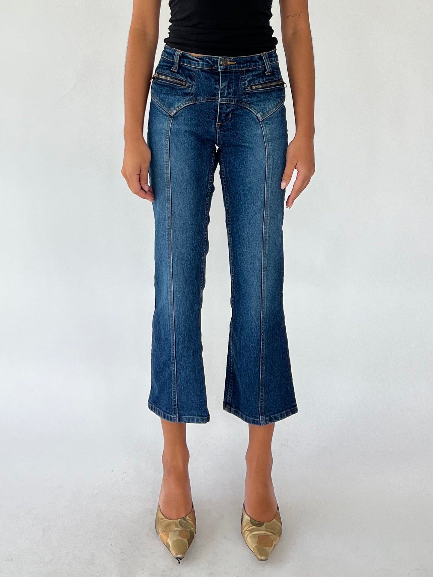 y2k dark wash flare jeans