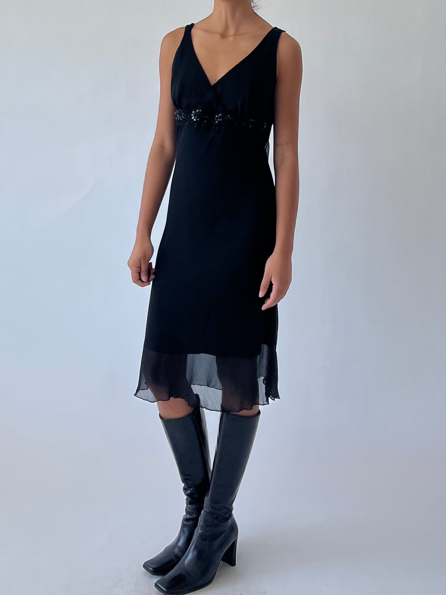 black midi dress