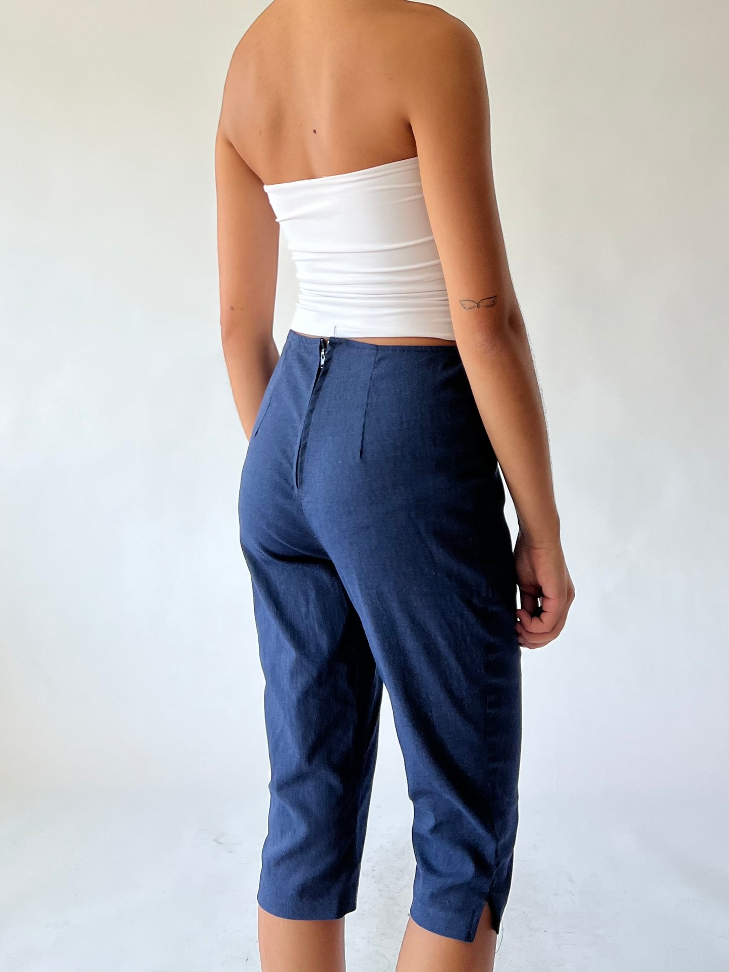 90s blue denim capris