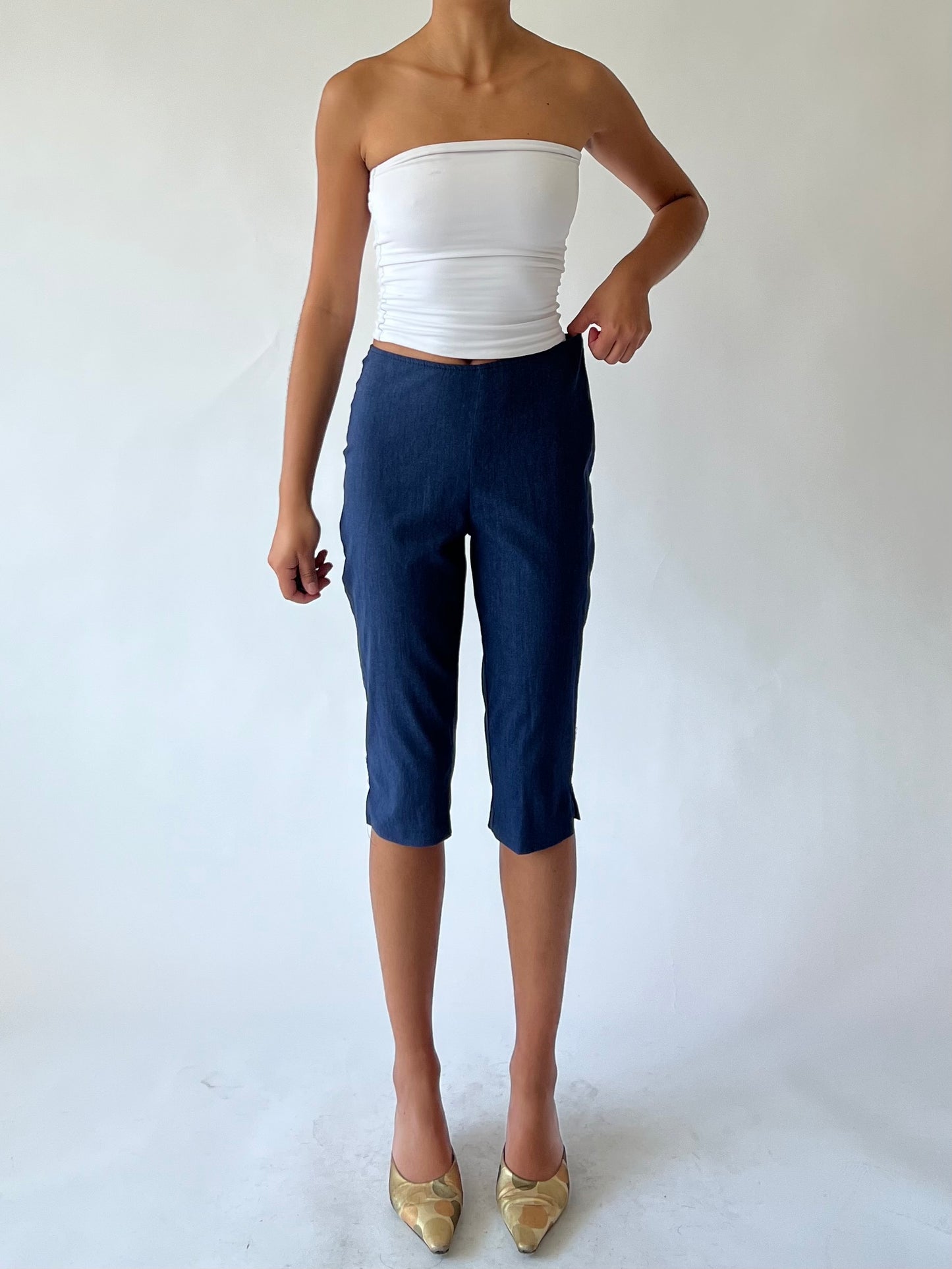 90s blue denim capris