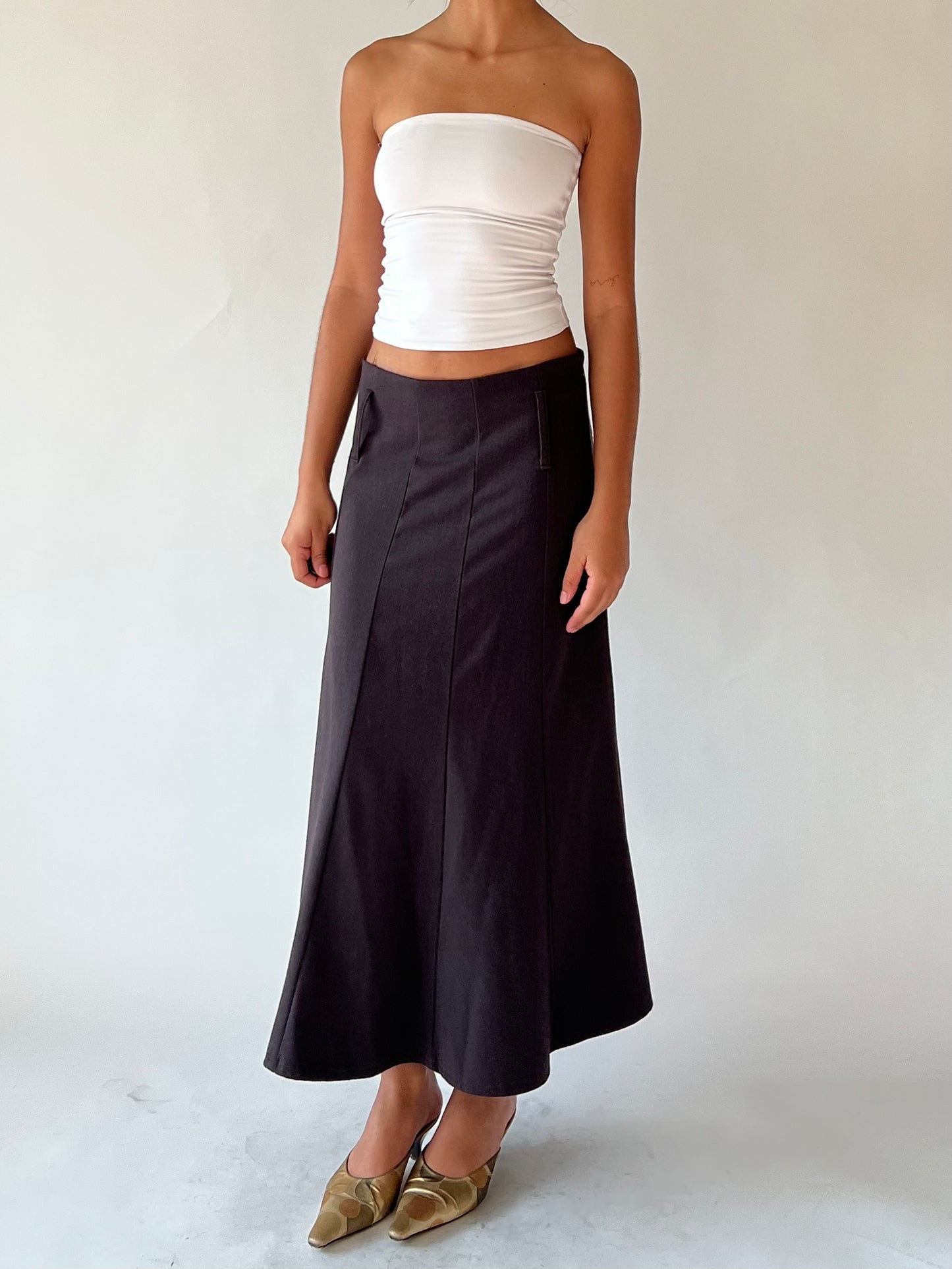 90s brown maxi skirt