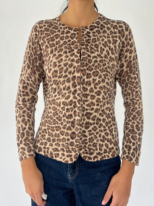 90s silk/cashmere blend leopard print cardigan