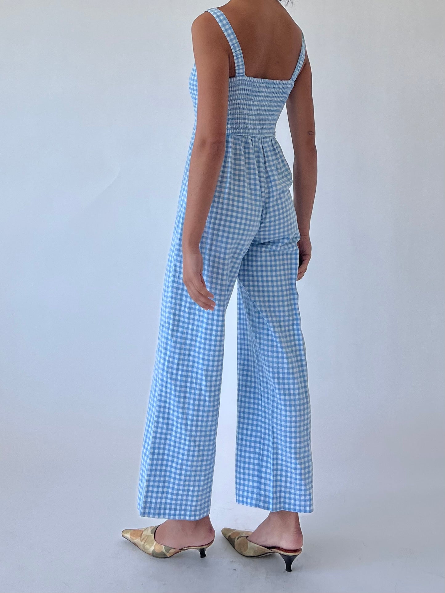 gingham jumpsuit