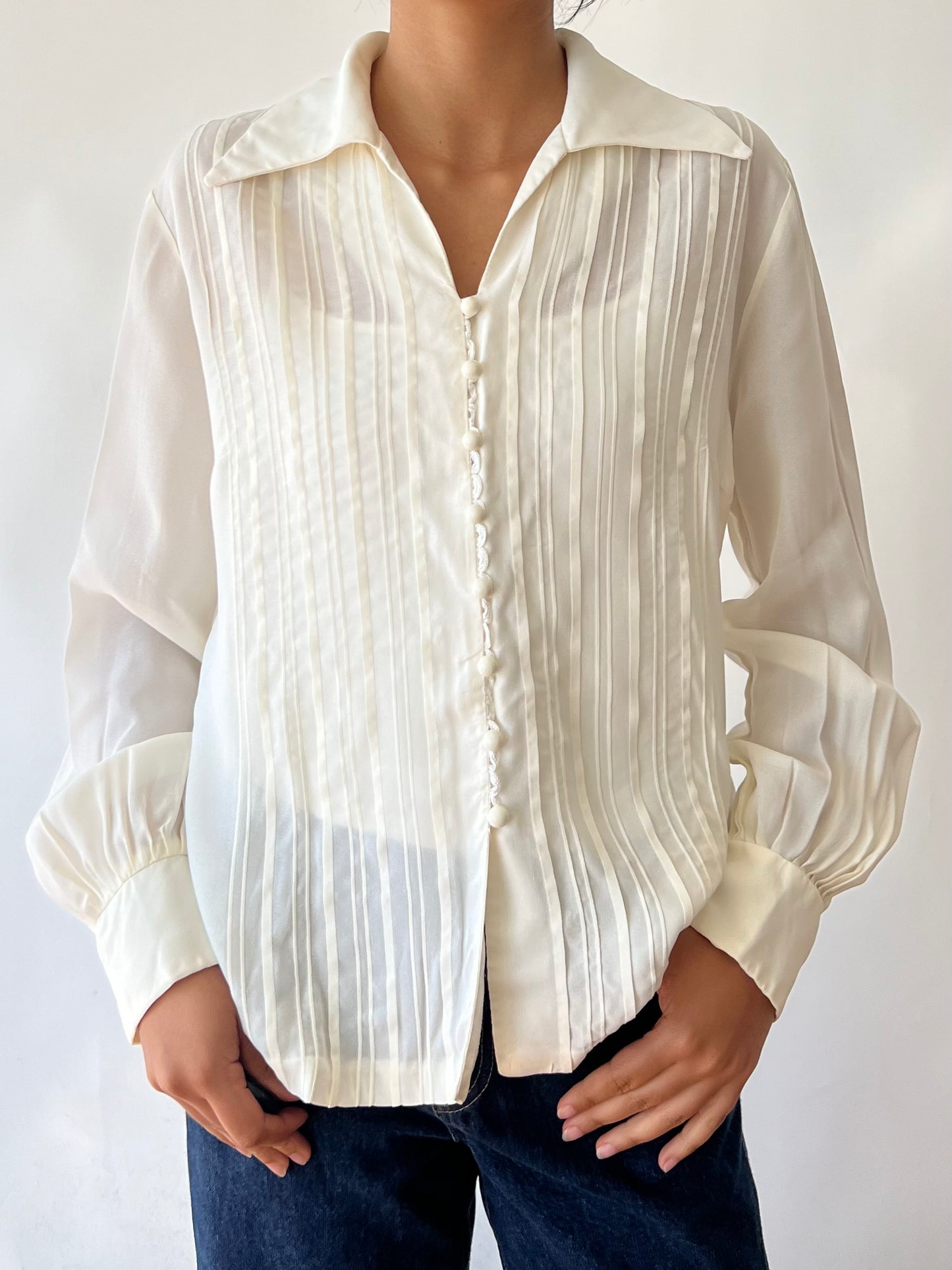 80s off white blouse