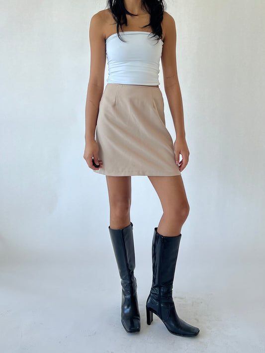 90s beige mini skirt