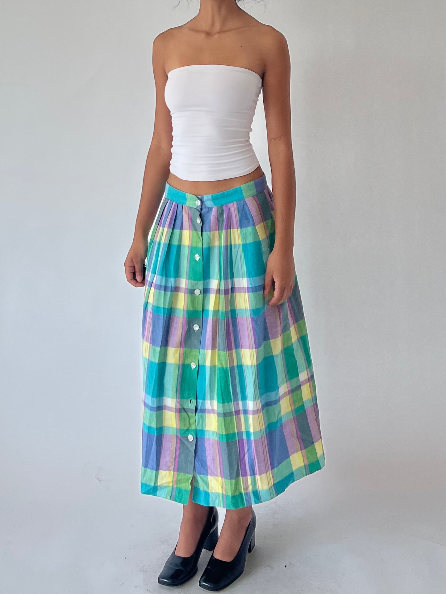 vintage plaid maxi skirt