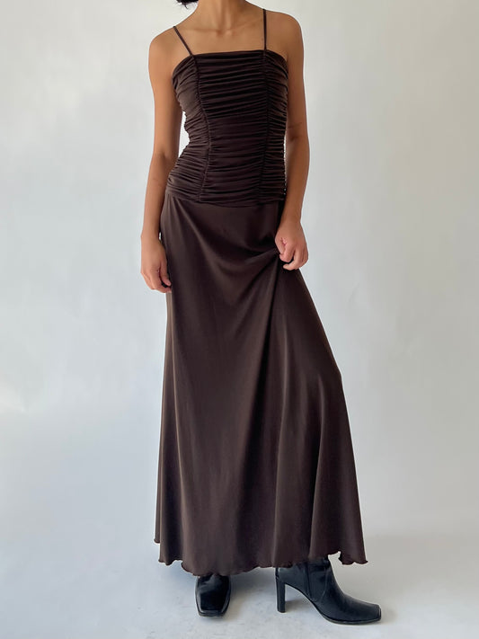 90s brown maxi dress