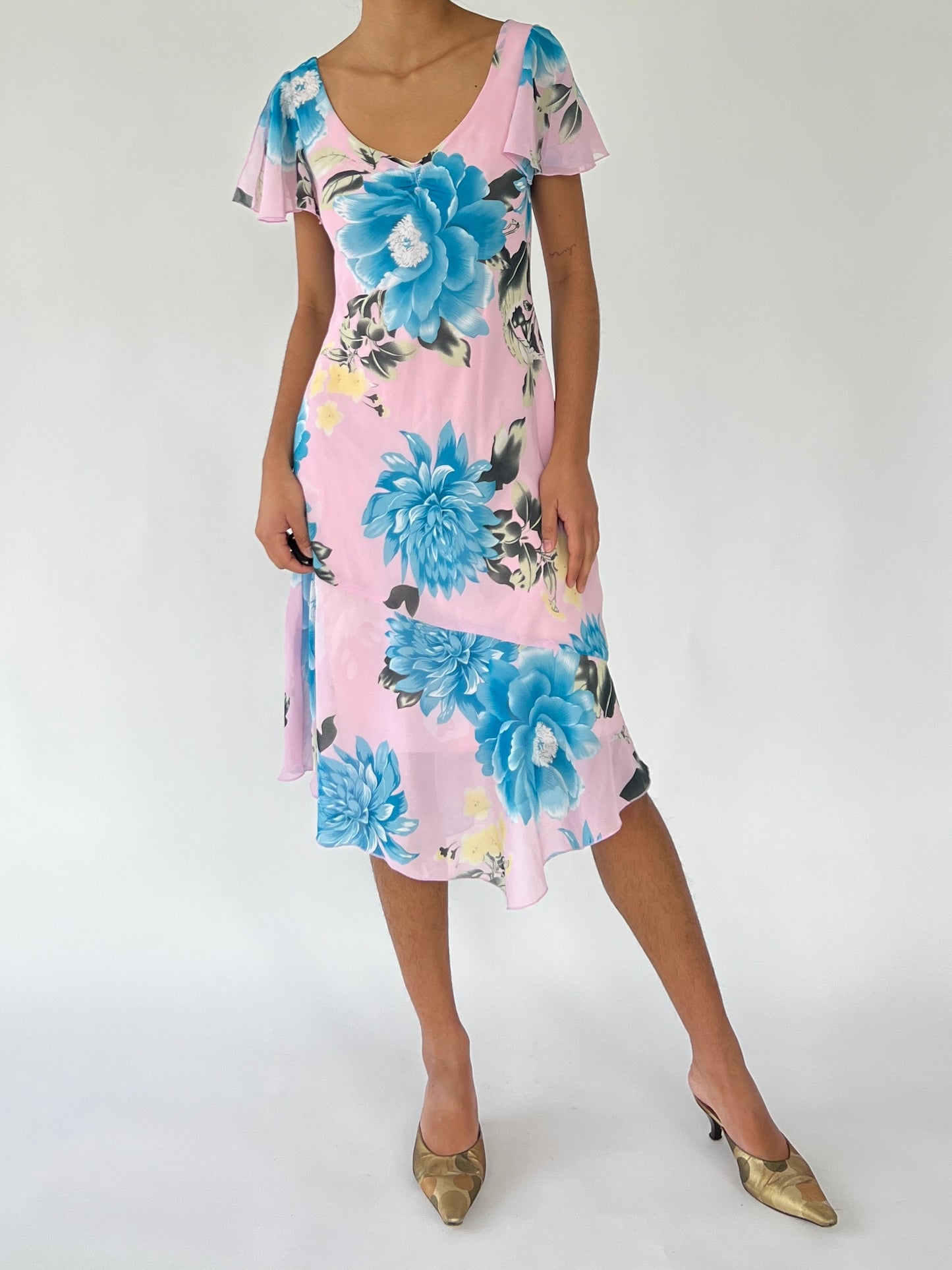 2000s floral fairy midi dress