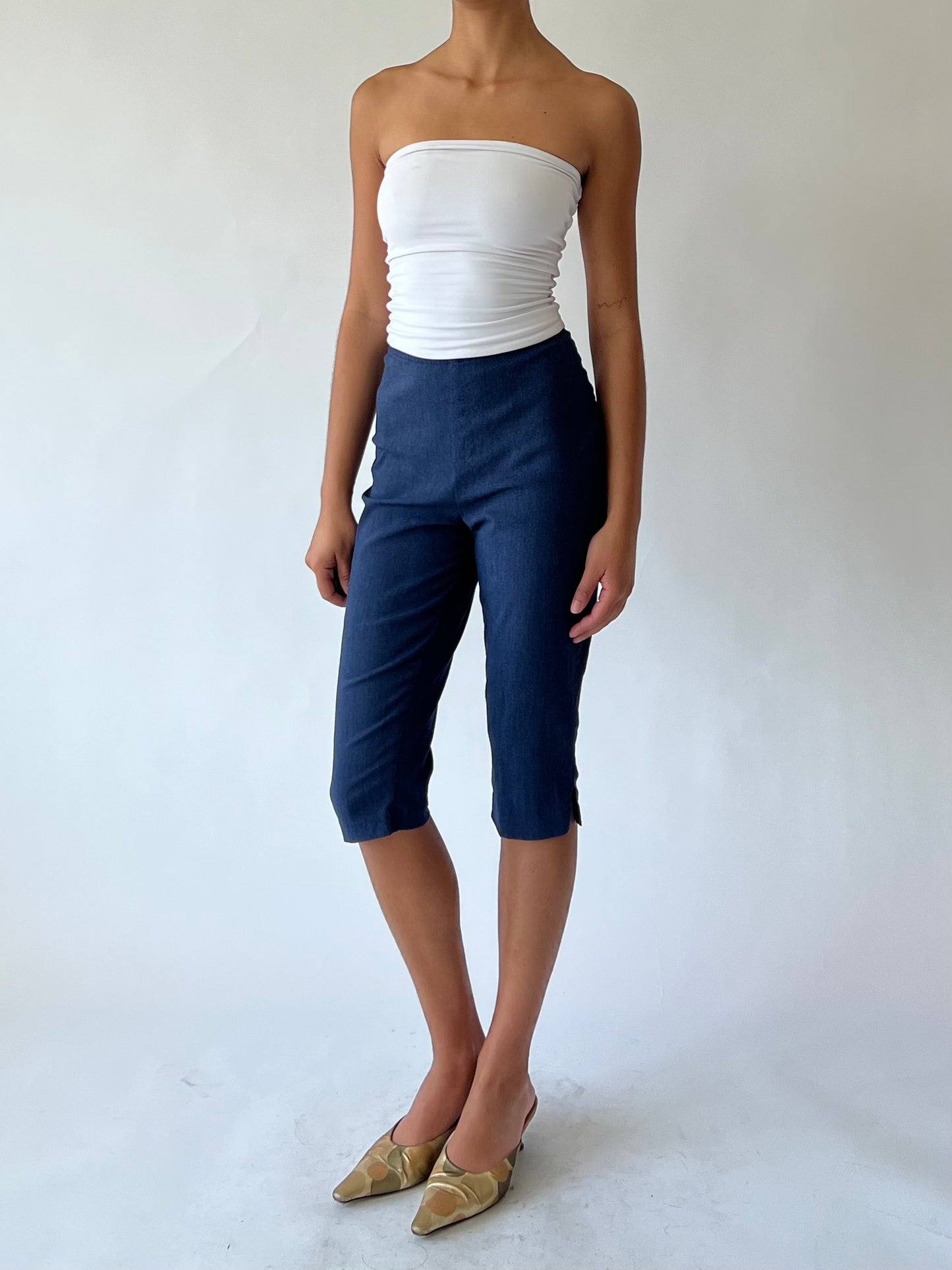 90s blue denim capris