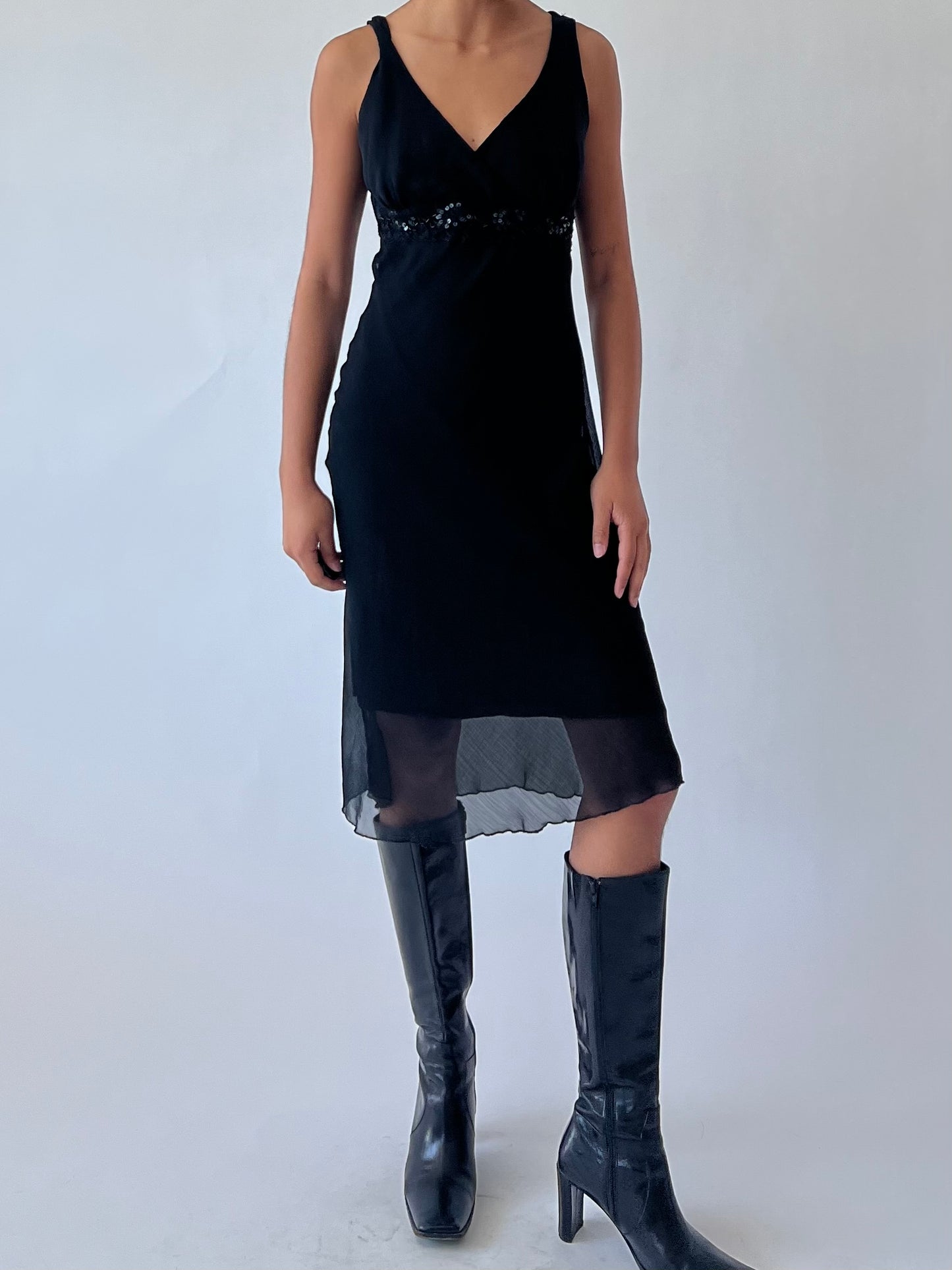 black midi dress