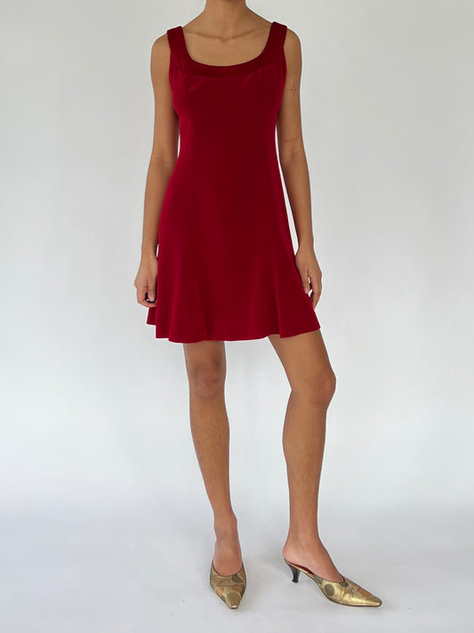2000s red midi dress