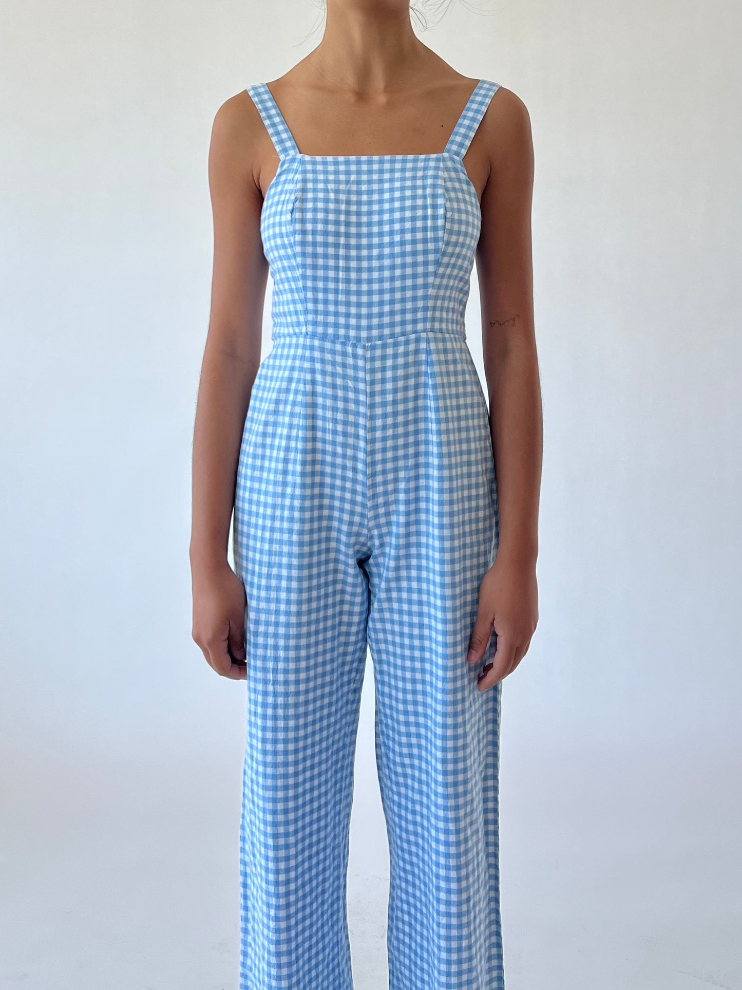 gingham jumpsuit