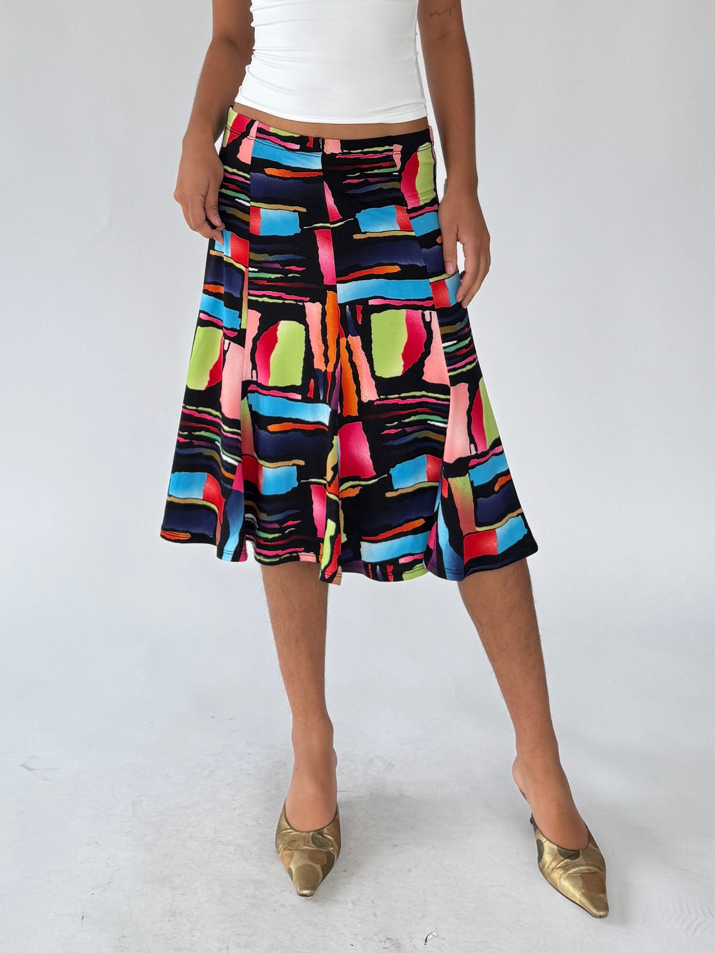 BNWT 90s colourful midi skirt